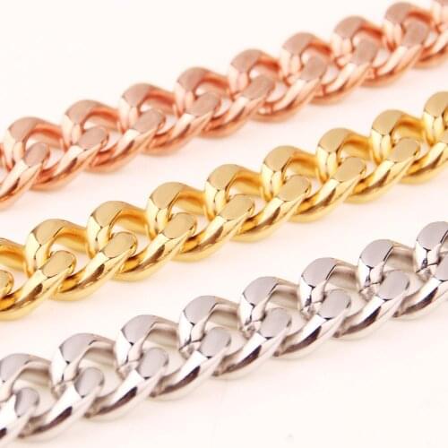 Tiasri Cubas Curb chain Link Stainless Steel Mens Necklace Bracelet Best Gift Friend Punk Hip-hop Style Jewelry Accessories