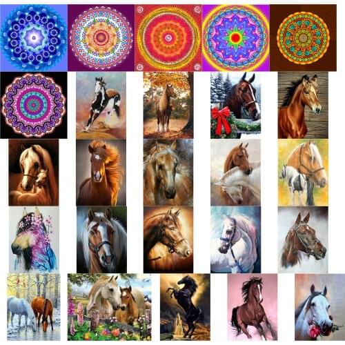 Colorfully horses cross stitch kit people 18ct 14ct UNprinting 11ct print canvas stitches embroidery DIY handmade needlework