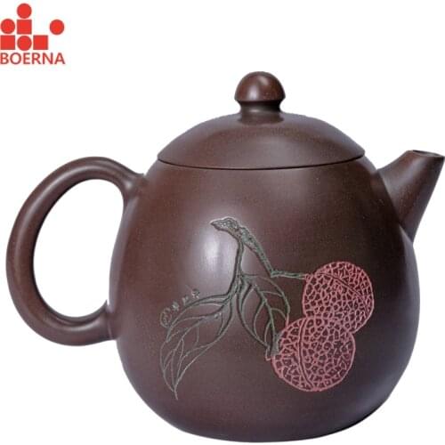 BOERNA 200ml Longdan Teapot Set Pottery with Filter for Gongfu Cha Handmade Teaware Kettle Porcelain Kung Fu Tea Set Drinkware