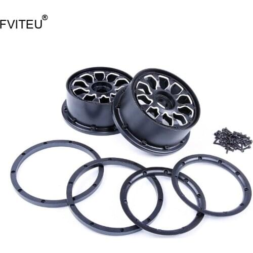 FVITEU Metal Wheel hub and rim kit for 1/5 losi 5ive-t rovan lt truck baja 4wb king motor x2