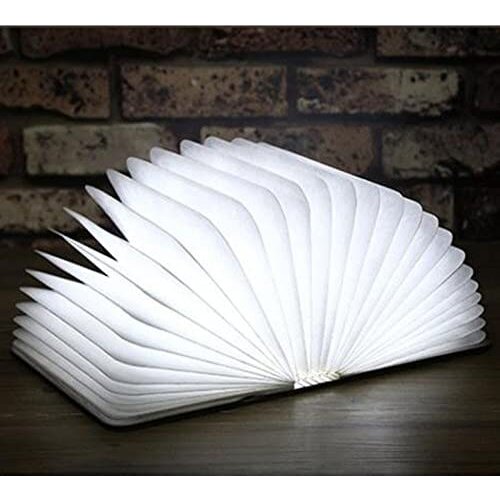 Nightlight Book Wooden Folding Lamp LED Reading Table Wall Light Gift Decor white