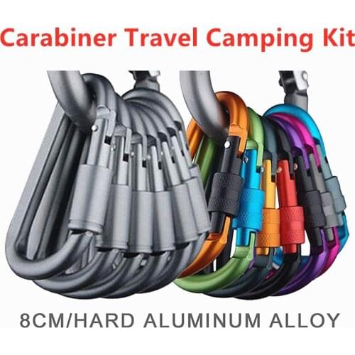 2021 New Carabiner Travel Kit Camping Equipment Alloy Aluminum Survival Gear Camp Mountaineering Hook Outdoor Carabiner Tools