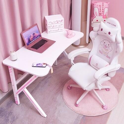 New pink computer desk chair combination,office desktop,white PC desk,gaming desk chair set,live laptop desk,girls Gamer Table