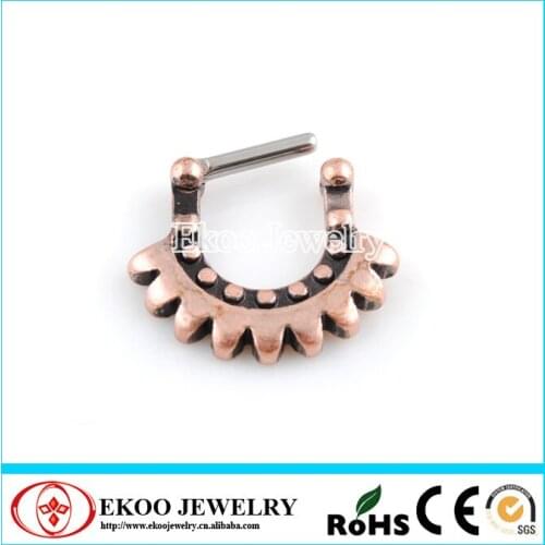 Gold With Plated Surgical Steel Gear Septum Ring Septum Clicker 14 Gauge Lot of 10pcs Body Jewelry