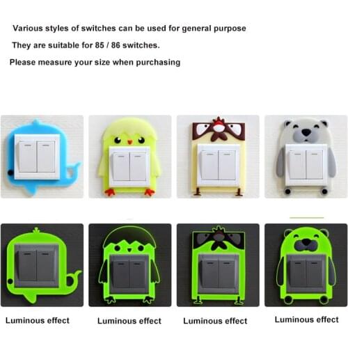 Self-Adhesive Luminous Switch Sticker Cartoon Living Room Decor 3D Silicone Switch Sticker Luminous Switch Outlet Wall Sticker