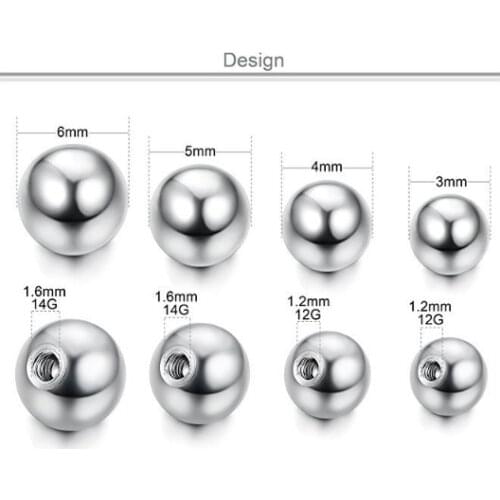 Plain Ball Screw Ear Stud Lip Bar Eyebrow Tongue Belly Button Ring Bead Ball Accessory 2mm 2.5mm 3mm Horseshoe Stainless Steel