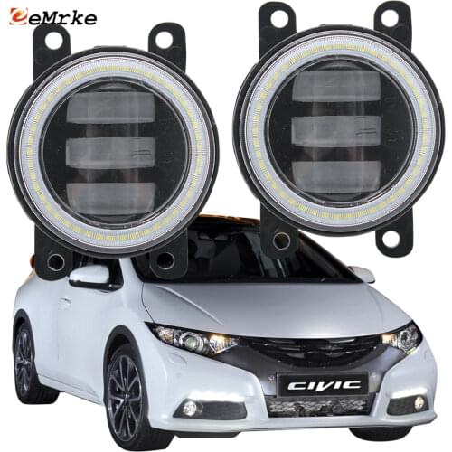 2PCS Led Angel Eye DRL for Honda Civic FK 2012 2013 2014 2015 2016 2017 LED Fog Lights 2-Colors Lens Daytime Running Light 12V