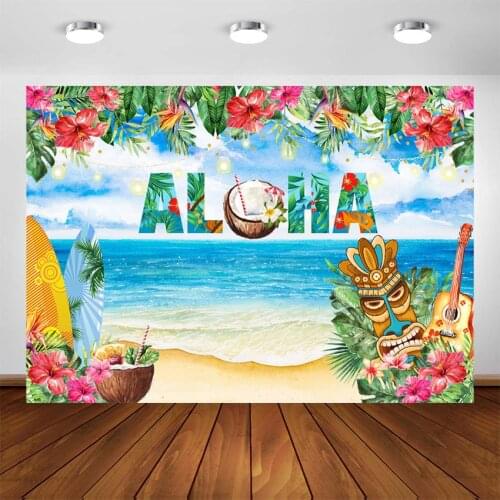Luau Party Backdrop Tropical Floral Summer Aloha Hawaiian Pineapple Tiki Party Decoration Background Party Banner Supplies
