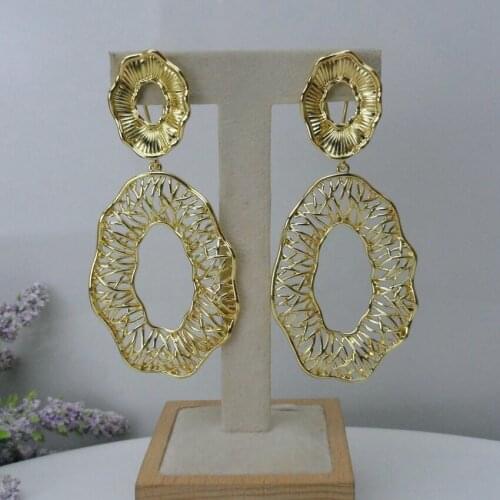 Yuminglai Fashion Luxury Dubai Gold Color Hollow Brazilian Earrings Ladies Jewelry FHK9590