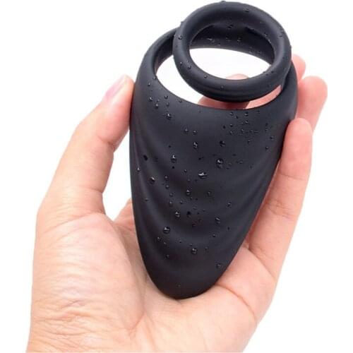 Penis Delay Ejaculation Male Double Bondage Lock Sperm Ring Prostate Massager Stimulation Adult Silicone Sex Toys