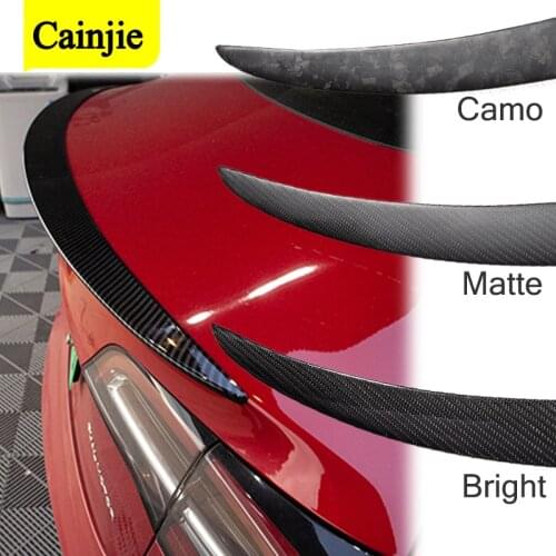 Rear Trunk Lip Carbon Fiber Wing Spoiler For Tesla Model Y 2021 Car Body Trim Auto Accessories Tail Spoiler Sticker