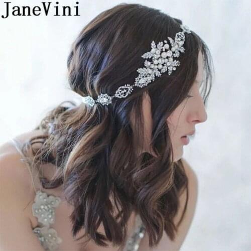 JaneVini Beautiful Princess Hair Headband Woman Accessories Pearl Bridal Head Wear Wedding Bride Tiaras Silver Crystal Jewelry