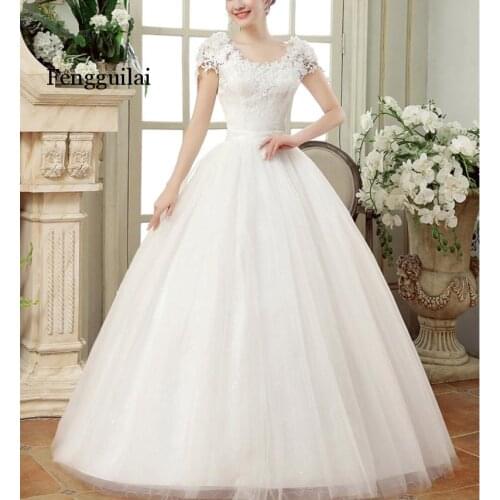 2020 spring new large size dress Slim was thin shoulders together lace flower word shoulder female Vestido de novia