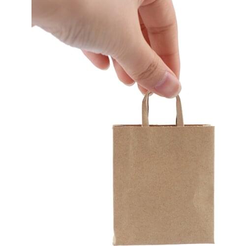 1:12 Dollhouse Miniature Mini Kraft Paper Bag Handbag Doll Shopping Bag Decoration Toys