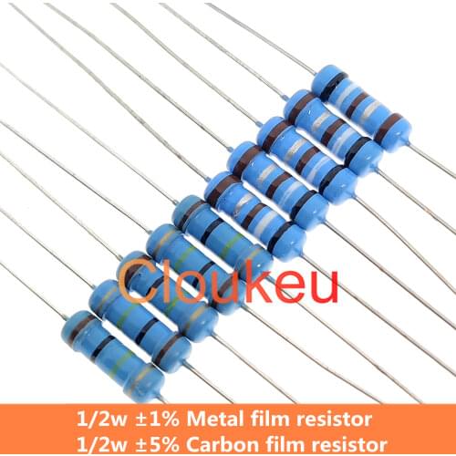 1/2W Color ring resistance 1% 5% 0.62R 0.68R 0.75R 0.82R 0.91R 1R 1.1R 1.2R 1.3R 1.5R 1.8R 2R 2.2R 2.4R 2.7R 3R 3.3R Ohm 0.5w