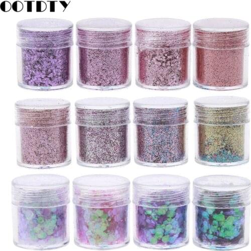 12 Box Cosmetic Festival Chunky Sequins Epoxy Resin Pigment Body Face Hair Nair Art Glitters Paillette Iridescent Flakes