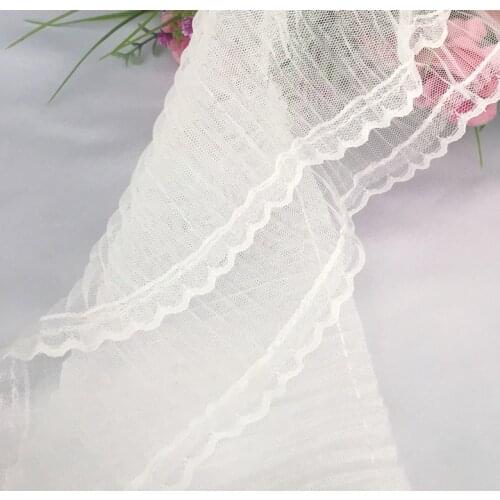 2Meters/lot Width 15.5CM black/off white mesh pleated lace fresh ladies clothing dress dress lace accessories SC458