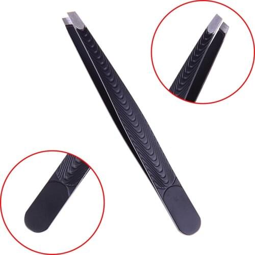 Black Color Stainless Steel Eyebrow Tweezer Hair Beauty Slanted Puller Eye Brow Clips Makeup Tool