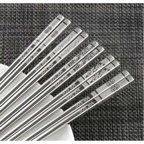 304 Stainless Steel Non-slip Anti scald Dinner Chopsticks Tableware Dinnerware With Clouds Dragons Pattern