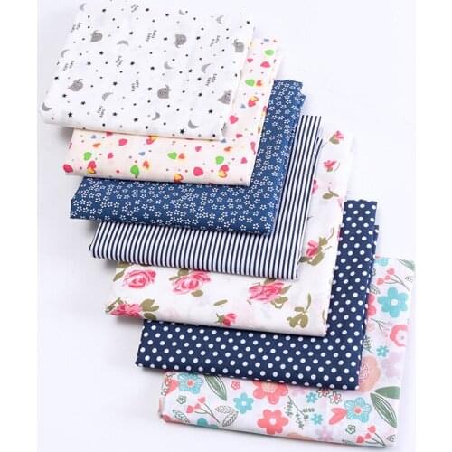 7pcs DIY Handmade Cotton Printed Fabric For Cloth Baby&Child Floral Pattern Cotton Cloth Mixed Color Patchwork Sewing Fabrics