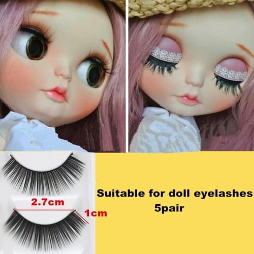 Free Shipping eyelashes suitable for Blyth doll 5 pairs 2.7cm Blyth Doll Eye Accessories DIY Modified