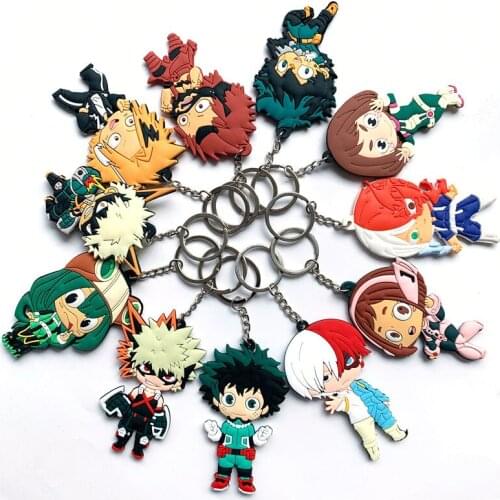 Anime My Hero Academia Deku Todoroki Shoto Keychain Key Ring PVC Key Chains Itabag Keychains Bag Car Hanging Key Accessories
