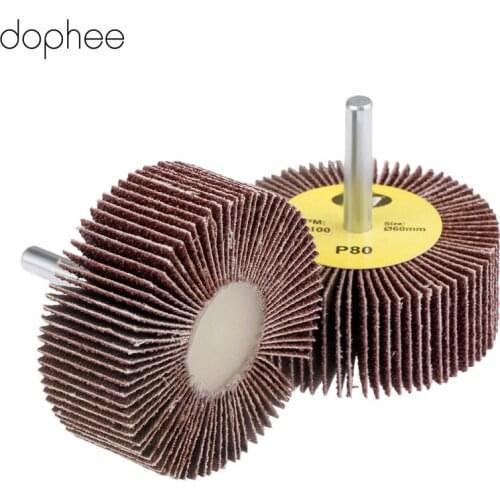 Dophee 1Pc 80-Grit 60mm Sanding Flap Wheels Buffing Grinding Flap Wheels Brush Sandpaper for Rotary Tools Dremel Accessories