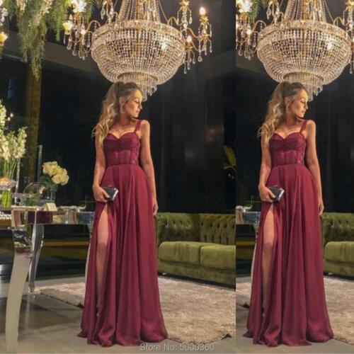 Latest Sweetheart Neck Chiffon Long Evening Dresses Pleats Zipper Back Two Pieces Split Formal Evening Gowns Prom Dresses Vestid