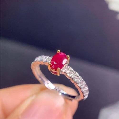 Boutique jewelry 925 sterling silver Natural ruby ring female support detection beauty