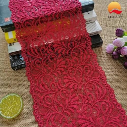 E2801 18.5CM Pink Red Skin Color Nylon Spandex Stretch Jacquard Lace Trimmings Ribbon For Wedding Decoration