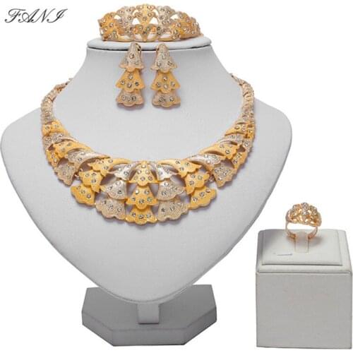 Fani Dubai Gold Colorful Jewelry Set Brand Nigerian Wedding woman accessories jewelry set Wholesale statement Bridal jewelry set