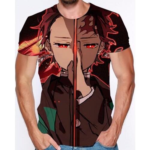Demon Slayer Kimetsu no Yaiba men women T Shirt Loose Harajuku Tee Tops boys 3D Printed Design T-shirt Casual cotton T-Shirt