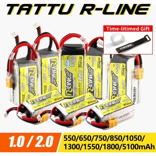 Gens Ace Tattu R-Line 1.0 2.0 LiPo Rechargeable Battery 550/650/750/850/1050/1300/1550/1800mah 95C 3S 4S 6S for RC FPV Racing