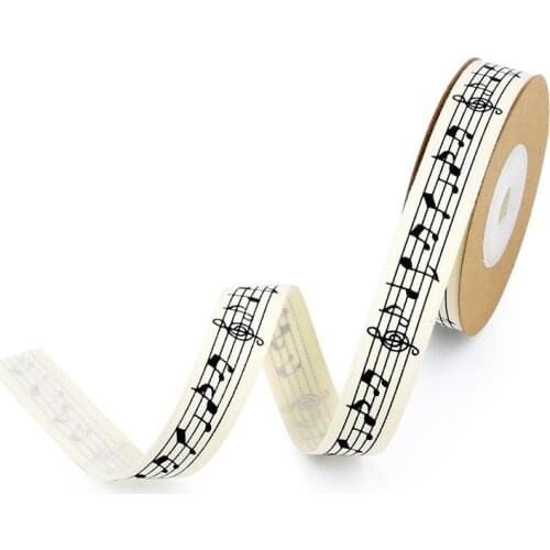 10Meter1.5cm Printed Musical Note Cotton Elastic Band Trim For Packing Box Gift Craft Bow-Kont Christmas Festival Decor
