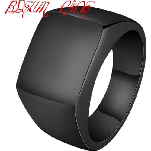 Titanium Steel Ring Brief Design Fashion 316L Stainless Steel Punk Black Ring Wedding Engagement Ring