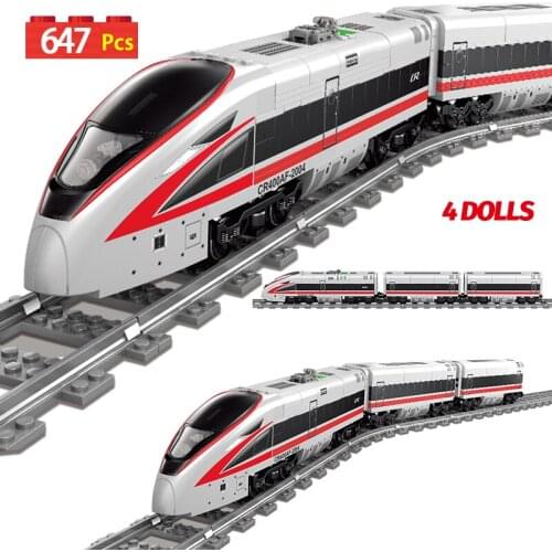 Creator Technical Electric Train Track Car Building Blocks City Fuxing High-speed Rail Train Figures Bricks Toys for Children
