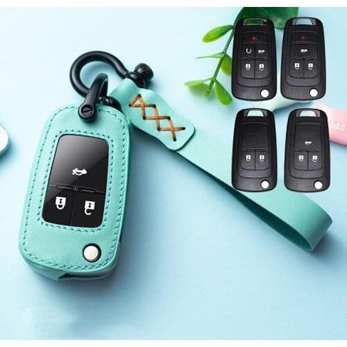 Leather Car Key Cover Case For Buick Chevrolet Cruze Aveo Trax Opel Astra Corsa Meriva Zafira Antara J Mokka Insignia Ring