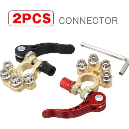 Mayitr 2pcs Car Auto Strong Battery Terminal Connector Clamp Quick Release Adjust Disconnect Pure Copper Tinned Parts