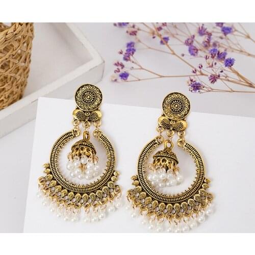 Fashion Antique Bohemian Bell Tassel Pendant Earrings For Women Girls Classic Boho Geometric Stud Ear Jewelry Party Gifts