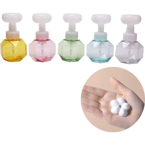 New 300ml Liquid Soap Dispenser Flower Shape Foam Foaming Pump Empty Bottle Plastic Clear Bottle Shower Gel Foam Pump Bottle