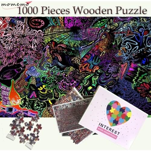 MOMEMO Weird Worlds Puzzle 1000 Pieces Adults Wooden Jigsaw Puzzles Toy Education Wooden Toy for Childen Puzzle Games Home Decor