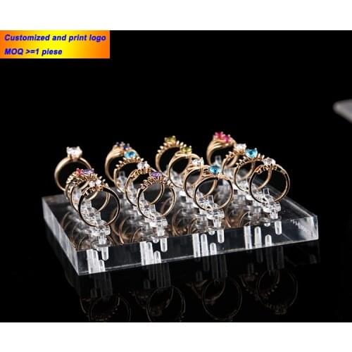 Square Acrylic Ring Tray Ring Display Stand 16-Ring Clips Holder Ring Organizer Jewellery Display Jewelry Stands