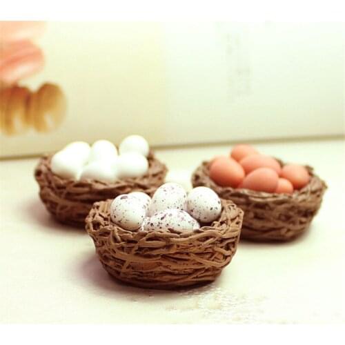 1pc Resin Craft Mini bird nest Fairy Garden Miniature Decor Micro Landscape