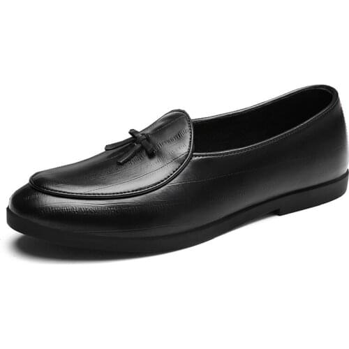 QWEDF Tassel Shoes Men Luxury Loafers Slip On Split Leather Men Shoes Breathable British Style Spring Shoes Mens Casual F4-67