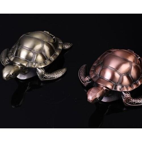 Retro Metal turtle with cover windproof and fall proof creative ashtray decoration crafts office furnishings