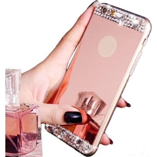 Luxury Diamond Glitter Soft Bling Shiny Sparkling Hybrid Makeup Mirror Back Phone Case for iPhone 11 12 X XS MAX XR 5S 6 7 8PLUS