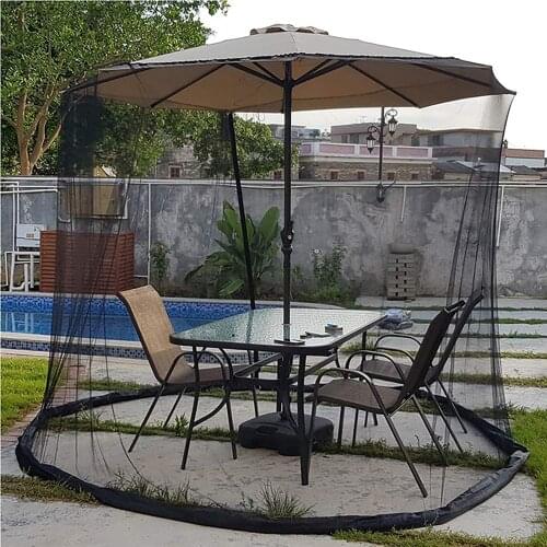Umbrella Cover Mosquito Netting Screen Safe Patio Table Garden Deck Furniture Zipper Mesh Enclosure Outdoor Parasol Mosquito Net
