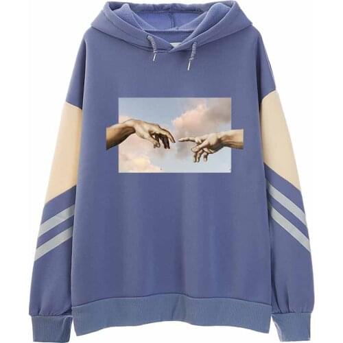 Color Block Hoodie Gesture Print Long Sleeve Sweatshirt Mens/Womens Hoodies Casual Sweatshirt Women Urban Pullovers Female