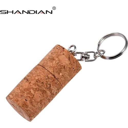 SHANDIAN Wooden cork USB flash drive wood bottle plug pendrive 4GB 16GB 32GB 64gb fashion memory stick with keychain gifts