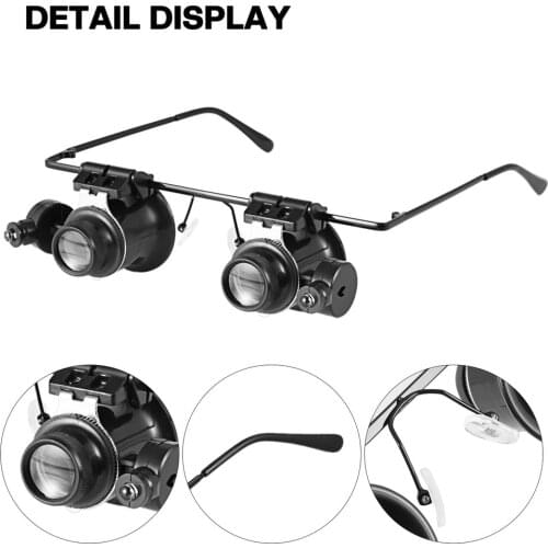20X Multi-Power Double LED Lights Magnifier Eye Glasses Watch Repair Loupe Jeweler Magnifying Glass Hot Sale
